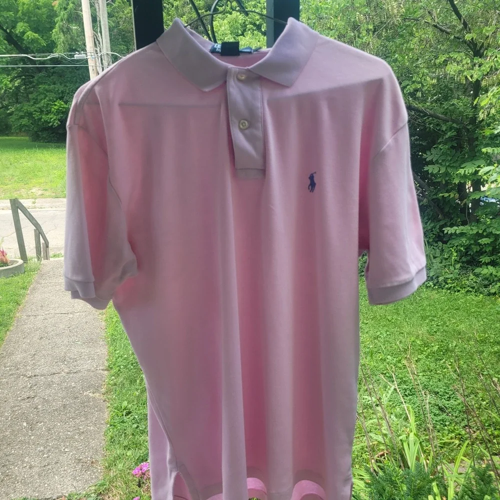 Polo Ralph Lauren Classic Fit Light Pink Polo Shirt Mens Casual Top